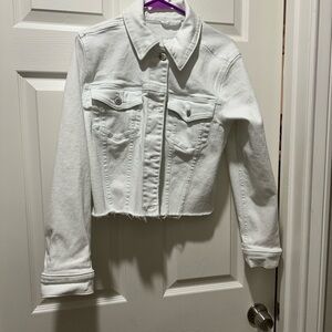 Hollister White Denim Jacket Cropped